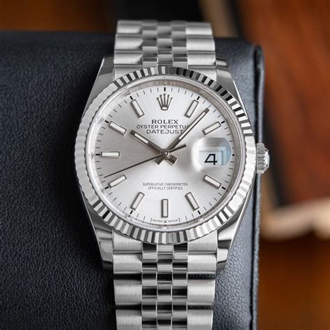 rolex datejust 36 silver dial jubilee wrist|rolex datejust 36mm white dial.